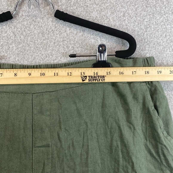 Jessica Simpson wide leg pull on cargo trouser pants XL olive green linen blend - Picture 3 of 11